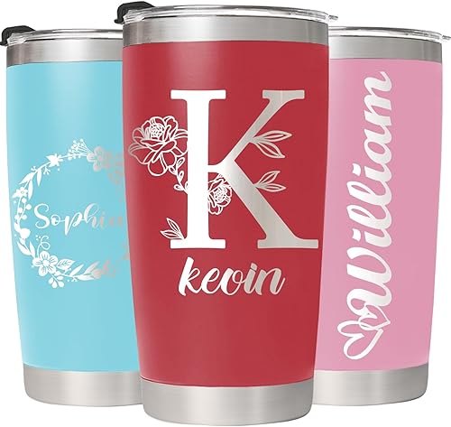 Vasos personalizados para mamá con nombres, vaso personalizado de acero inoxidable de doble pared de 20 onzas, taza de café de viaje personalizada