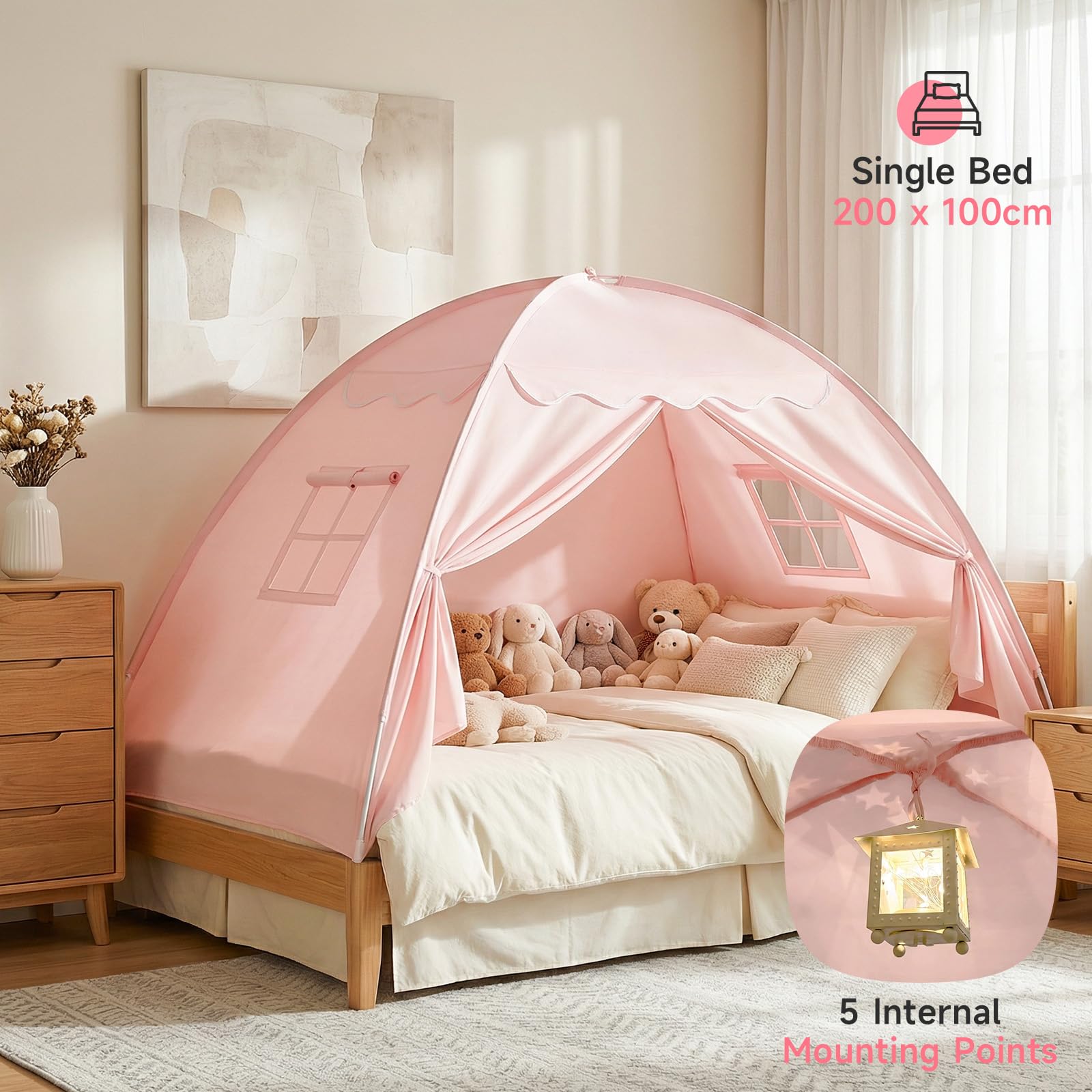 Tienda De Campaña Para Cama Infantil – Carpa De Juego De Interior De Terciopelo, Plegable Y Portátil, Cabe Hasta 5 Niños, Regalo Ideal Para Peques