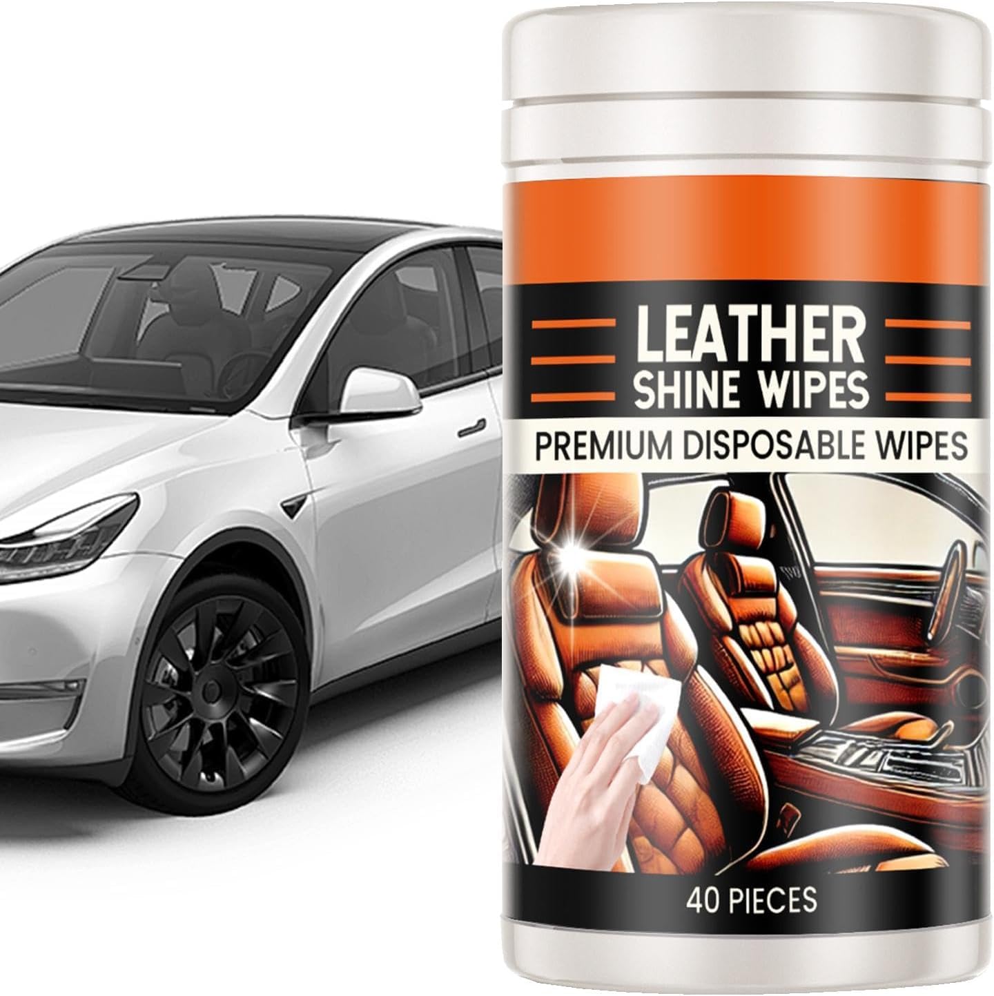 Leather Cleaner & Conditioner Wipes - Gentle Interior Care Products for Cars and Trucks - 40 PCS