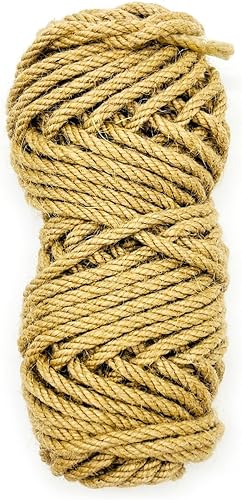 Miniatura 8 de Pxyz Cuerda de yute gruesa de 0.315 in y 164 pies, cuerda de cáñamo trenzada natural para reemplazo de poste rascador de gatos, cordel de yute