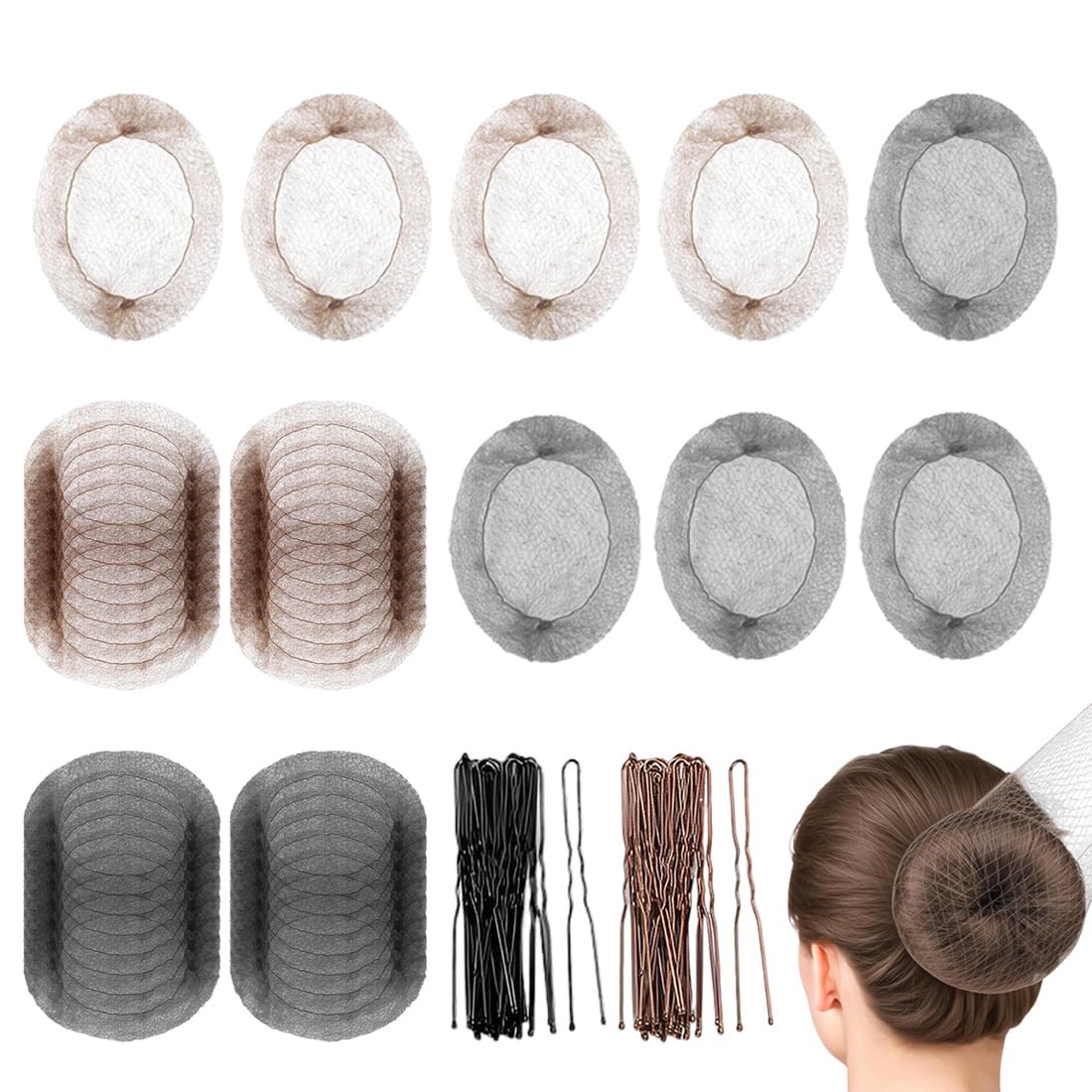 Retine Per Capelli Chignon Set 40 Retine Invisibili 80 Forcine Per Capelli Elasticizzati