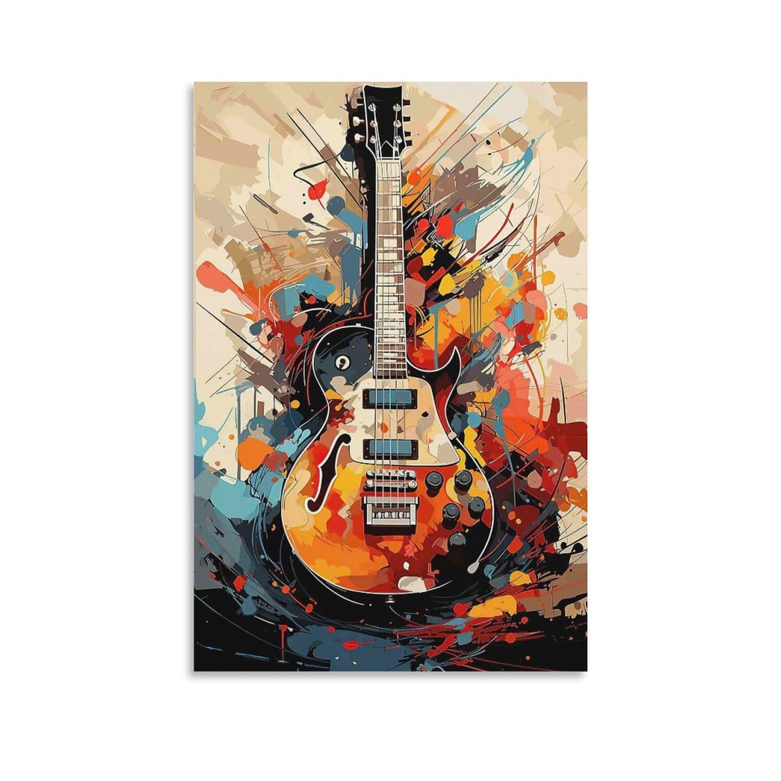 DHBANEIOK Electric Guitar Art_1 Poster Artwork Giclee Canvas Prints Modern Canvas Wall Art Picture Wall Hanging for Living Room Home Decorations 20x30inch(50x75cm)