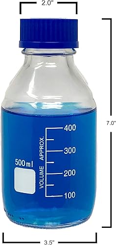 Miniatura 10 de Karter Scientific - Botellas redondas de vidrio de borosilicato de 33.8oz. liq. con tapa de rosca GL45