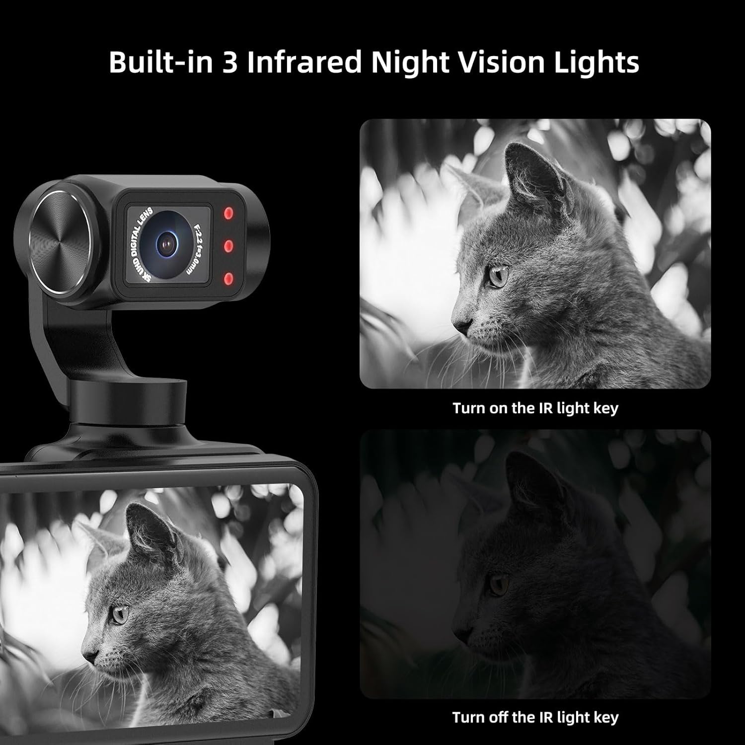 ORDRO M5 4K Video Camcorder - 4K 60FPS WiFi IR Night Vision Handheld Camcorder, 3.5" Screen, 3-Axis Stabilisation, 180 Rotating Lens Portable Camera with 64G Card - Image 4