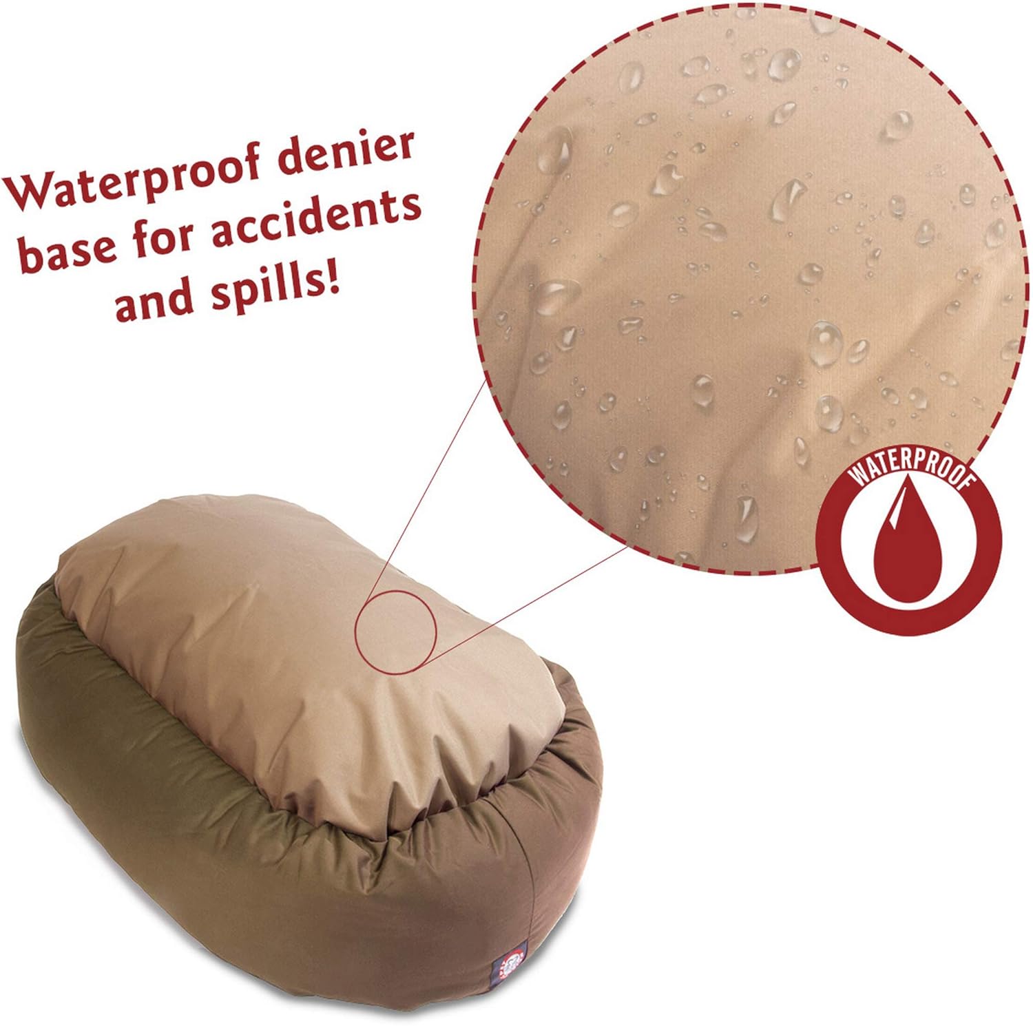 Majestic Pet 40 Inch Bagel Calming Dog Bed Washable – Cozy Soft Round Pet Bed with Spine Support for Dogs to Rest their Head - Fluffy Donut Puppy Bed 40x29x9 (Inch) - Large – Khaki