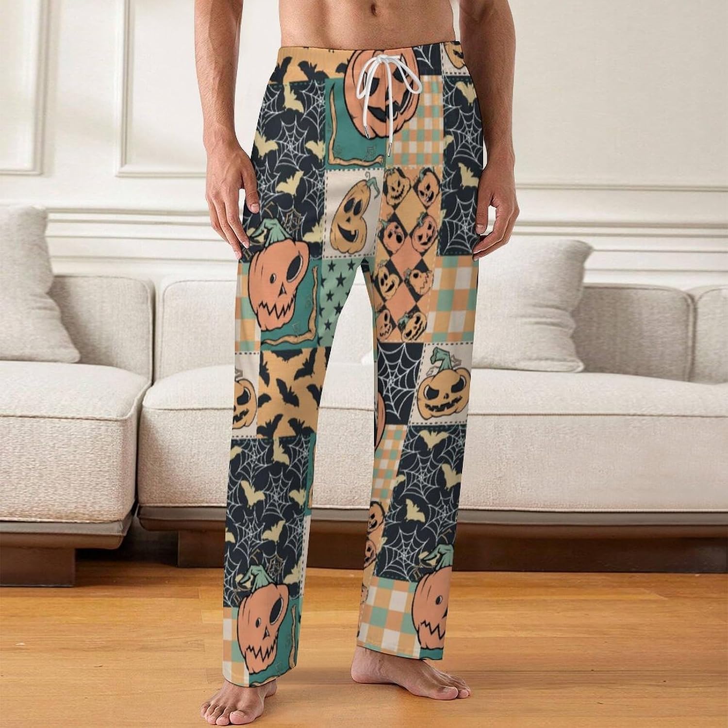 Red Leopard Print Mens Pajama Pants Bottoms Sleep Lounge Sleepwear Trousers with Pockets