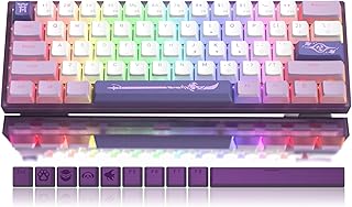 Womier WK61 Purple Keyboard - 60% Keyboard, RGB Mechanical Gaming Keyboard,Hot-Swappable Mini Wired Keyboard w/Pudding Keycaps, Pro Driver/Software Supported - Red Switch(with Silicone Pad)
