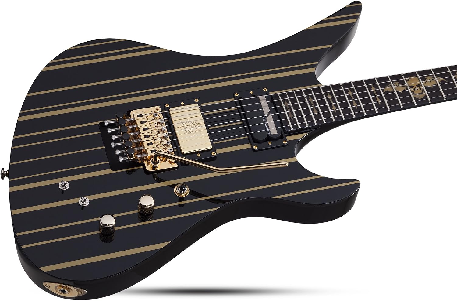 Schecter Synyster Gates Custom-S - Black with Gold Stripes