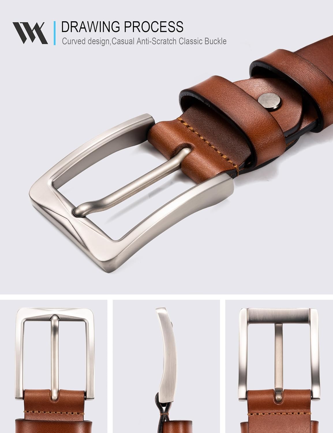 WOLFANT 1.5" Full Grain Leather Belt for Men in Gift Box,100% Italian Real Solid Leather - Image 2