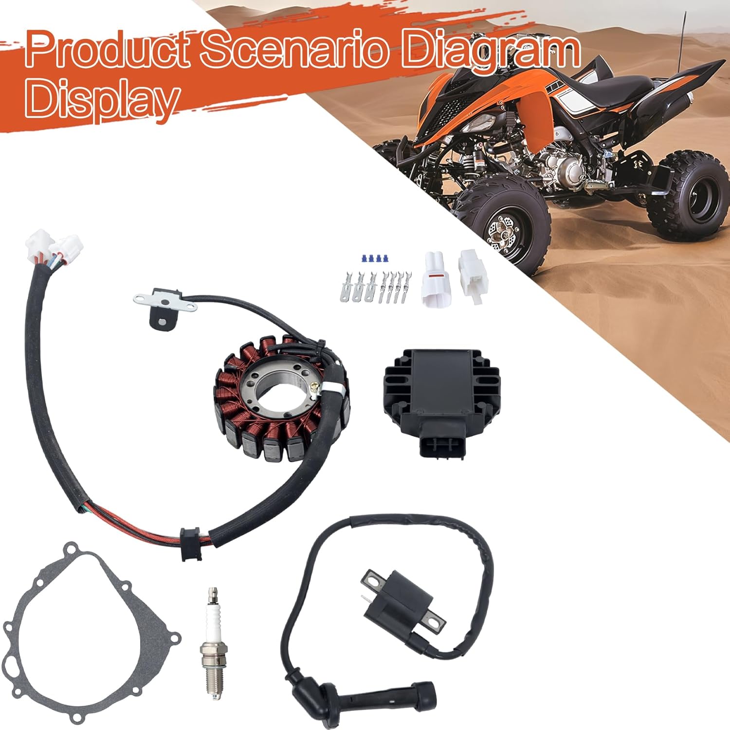 labwork Ignition Coil Spark Plug Regulator Rectifier Stator Replacement for Suzuki Quadsport Z400 LTZ400 2x4 2003-2008