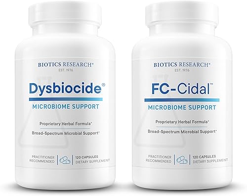 Biotics Research Disbiocida para revestimiento intestinal, equilibrio microbiano y apoyo inmunológico + mezcla de hierbas FC-Cidal para la función