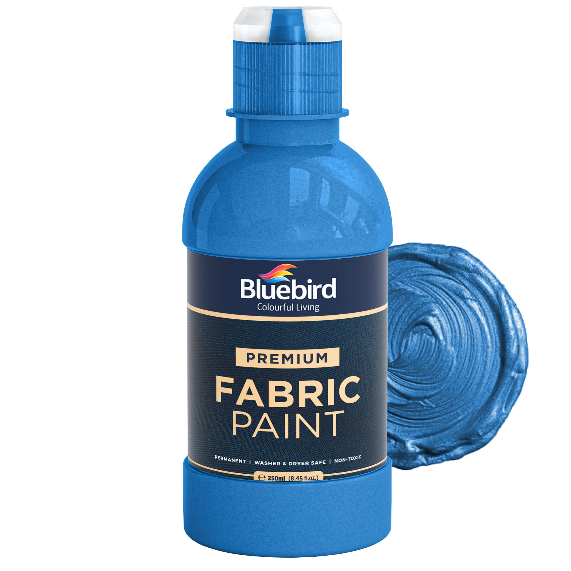 BLUEBIRD Fabric Paint, Midnight Blue, 8.5 Fl Oz, Permanent Fabric Paints for Clothes, Furniture Upholstery