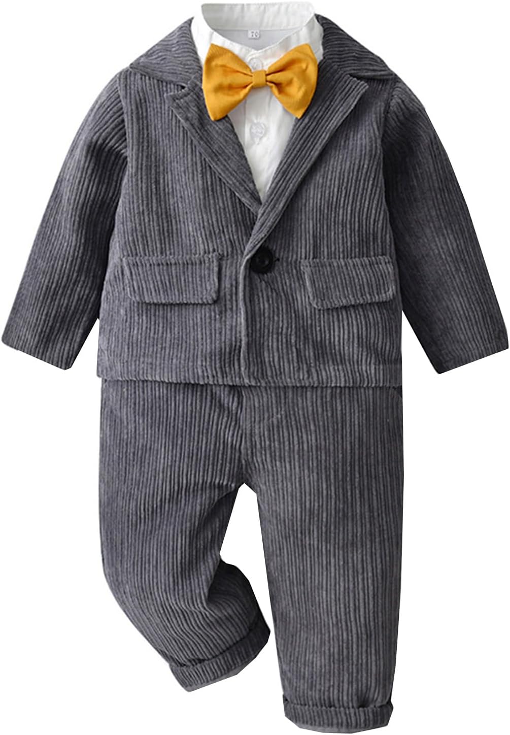 Ulnomio Boys' Corduroy Suit Two Pieces One Button Jacket Pants Set for Casual Leisure Christmas