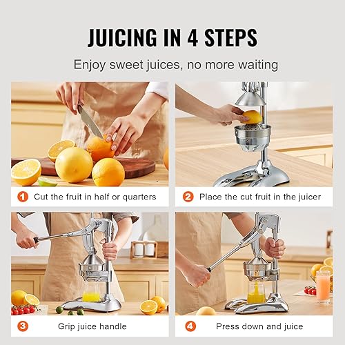 Miniatura 5 de VEVOR Prensa de jugo de cítricos, prensa manual de exprimidor de naranja, exprimidor de cítricos manual de grado comercial, exprimidor de limón,