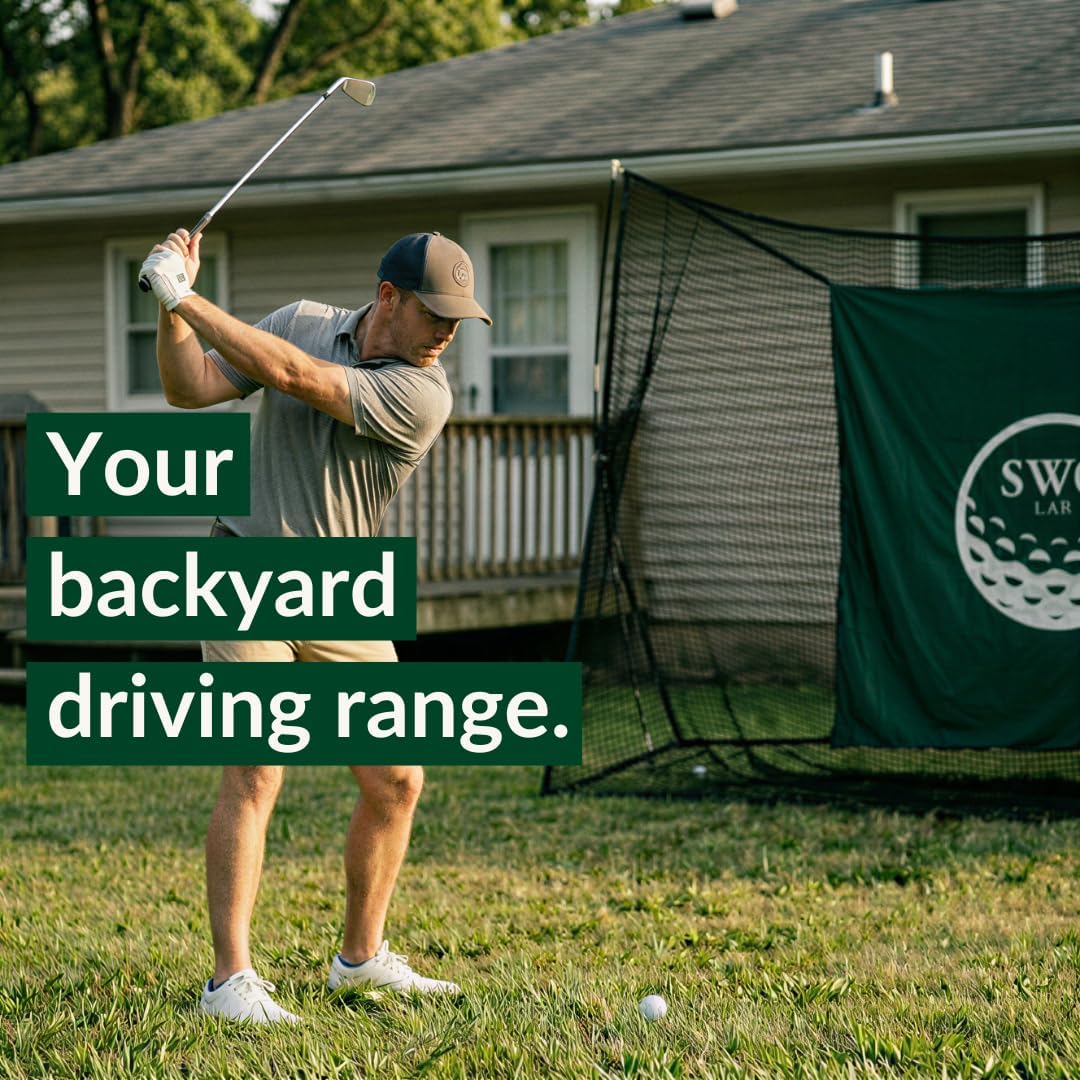 SWG Lab™ Golf Nets for Backyard Driving Real Golf Balls 10x7ft Driver-Proof | Heavy-duty golf practice net for backyard, can also be used as indoor golf net in a garage or basement.