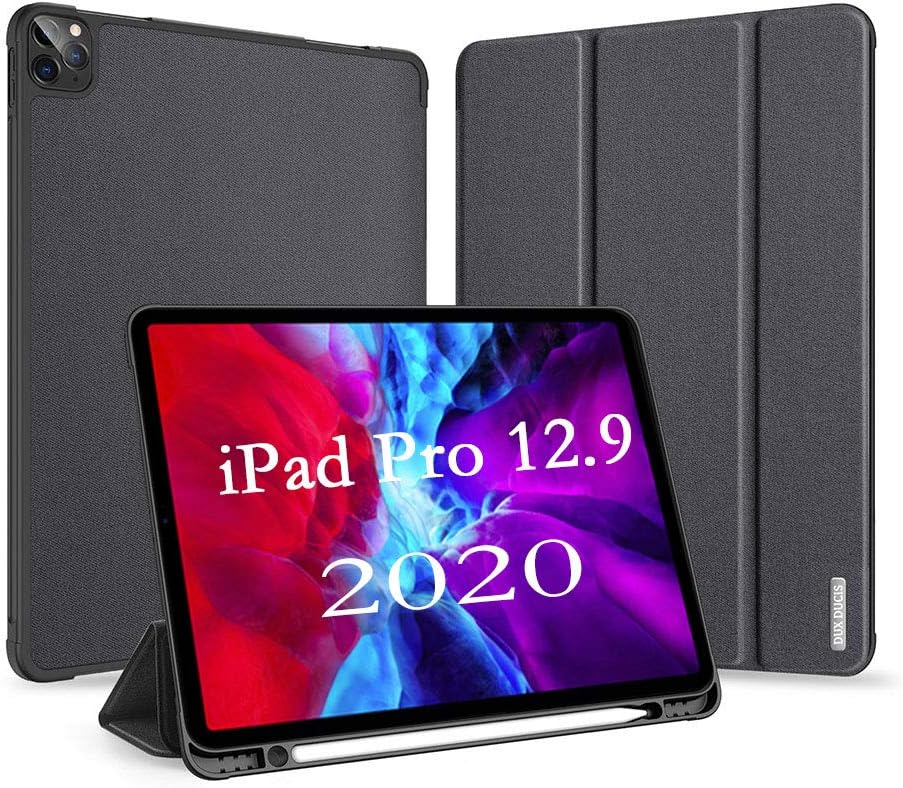 A-BEAUTY Smart Case for iPad Pro 12.9" (4th Generation) 2020 with [Pencil Holder] Lightweight Stand Cover with Auto Sleep/Wake for Apple iPad Pro 12.9 Inch 2020 Release - Black