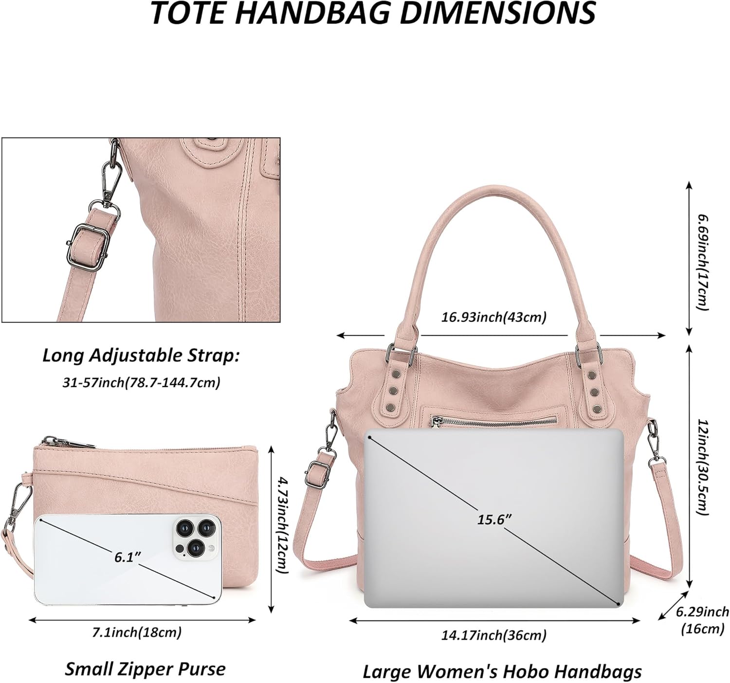 TANTOMI Tote Handbags for Women Large Hobo Bags Crossbody Purses Shoulder Bags with Adjustable Strap for Travel Everyday - Image 3