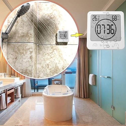 Miniatura 3 de Reloj de baño impermeable y temporizador para ducha, relojes despertadores digitales resistentes al agua con ventosa, reloj de pared colgante a