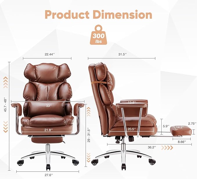 Silla De Oficina Ejecutiva Ergonómica Con Reposapiés Y Sopor miniatura 3