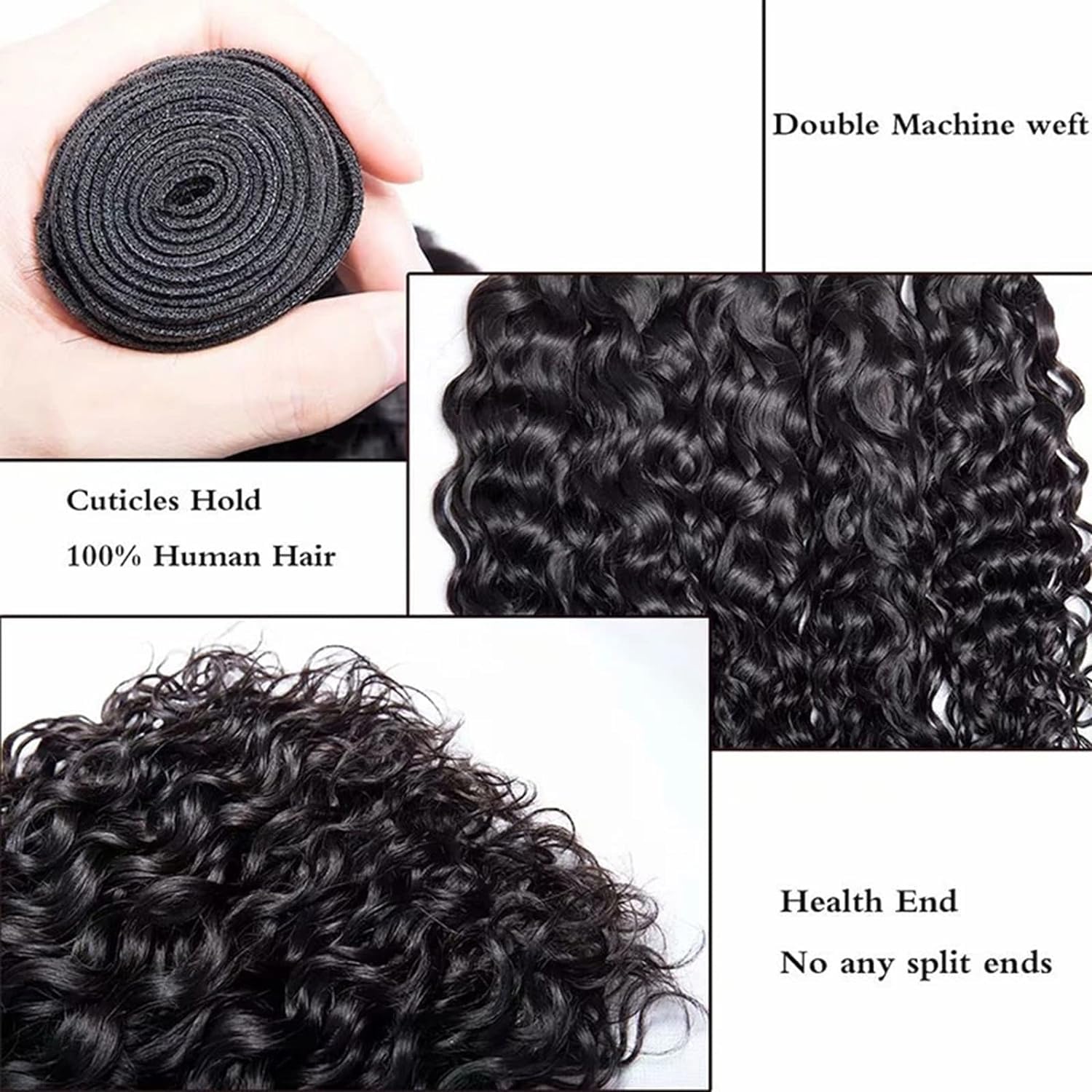 Water Wave Human Hair Bundles 16 Inch One Bundle Deep Curly Human Hair Double Weft Natural Wave Wet and Wavy Hair Extensions