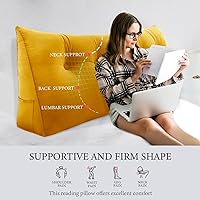 Vista 65 de Triangular Reading Pillow Wedge Headboard Back Support Pillow for Sitting up in Bed Daybed Bolster Backrest Couch Sofa Corner Cushion Medium Velvet