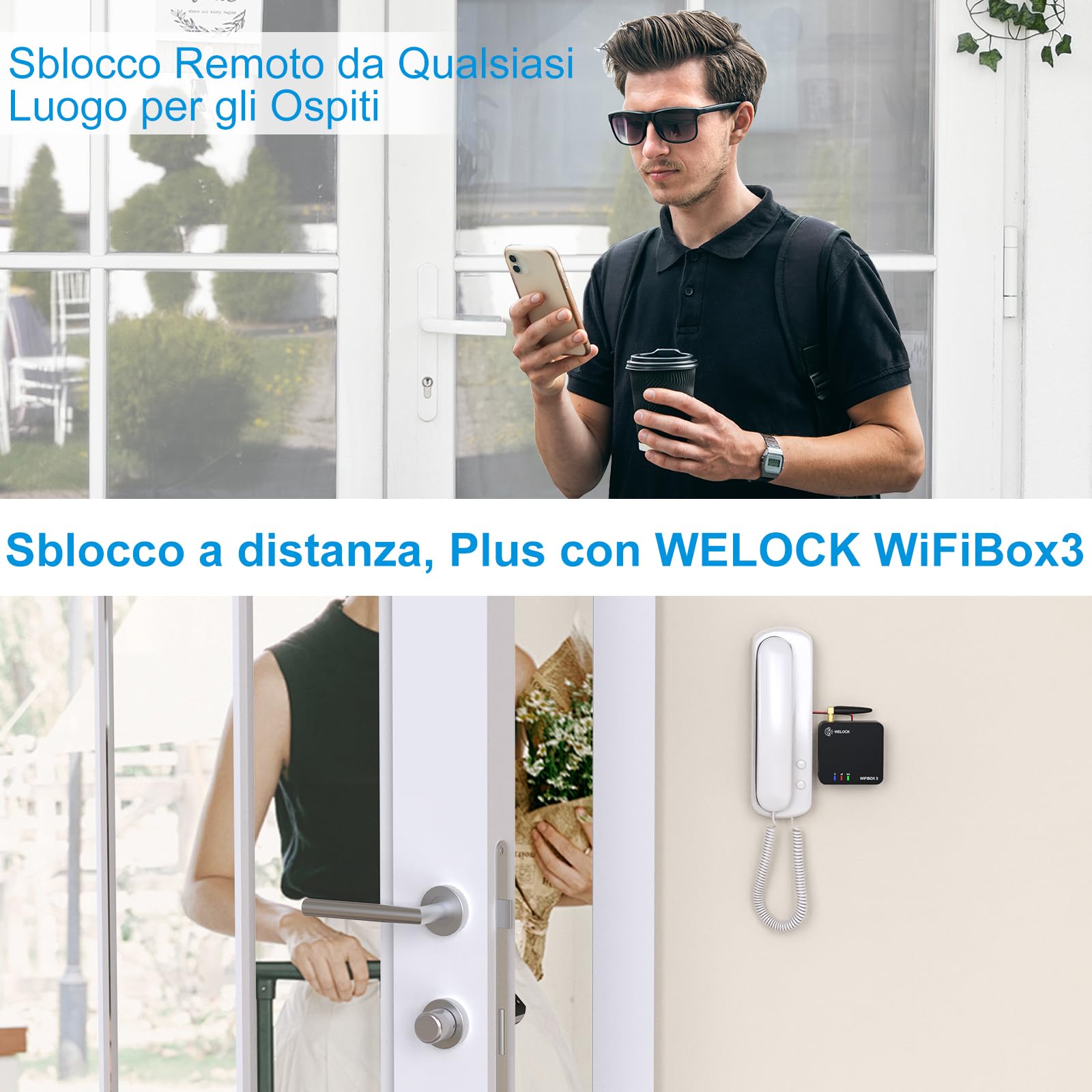 WELOCK ToucA51 Serratura Smart,Serratura Impronta Digitale,con Password,Carta RFID,Bluetooth APP e WiFi,serratura elettronica impermeabile IP65,Smart Lock Facile Installazione,Serratura Porta Blindata