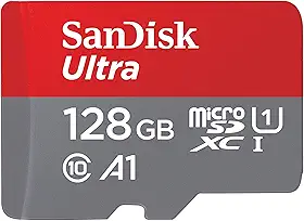 SanDisk Cartão de memória ultra microSDXC UHS-I de 128 GB com adaptador - até 140 MB/s, C10, U1, Full HD, A1, cartão MicroSD - SDSQUAB-128G-GN6MA [Nova versão]