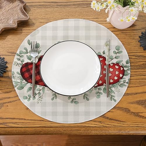 Miniatura 9 de Siilues Camino de mesa de San Valentín decoración de corazón dulce para el día de San Valentín camino de San Valentín a cuadros para mesa decoración