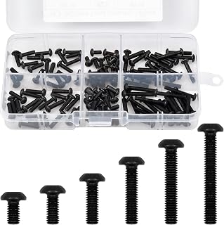 Doryum 120 Pcs M3 Hexagon Socket Screws, Carbon Steel M3 Hex Socket Button Head Screws Kit Black Machine Screws with Plastic Box (M3* 6/8/10/12/16/20mm)
