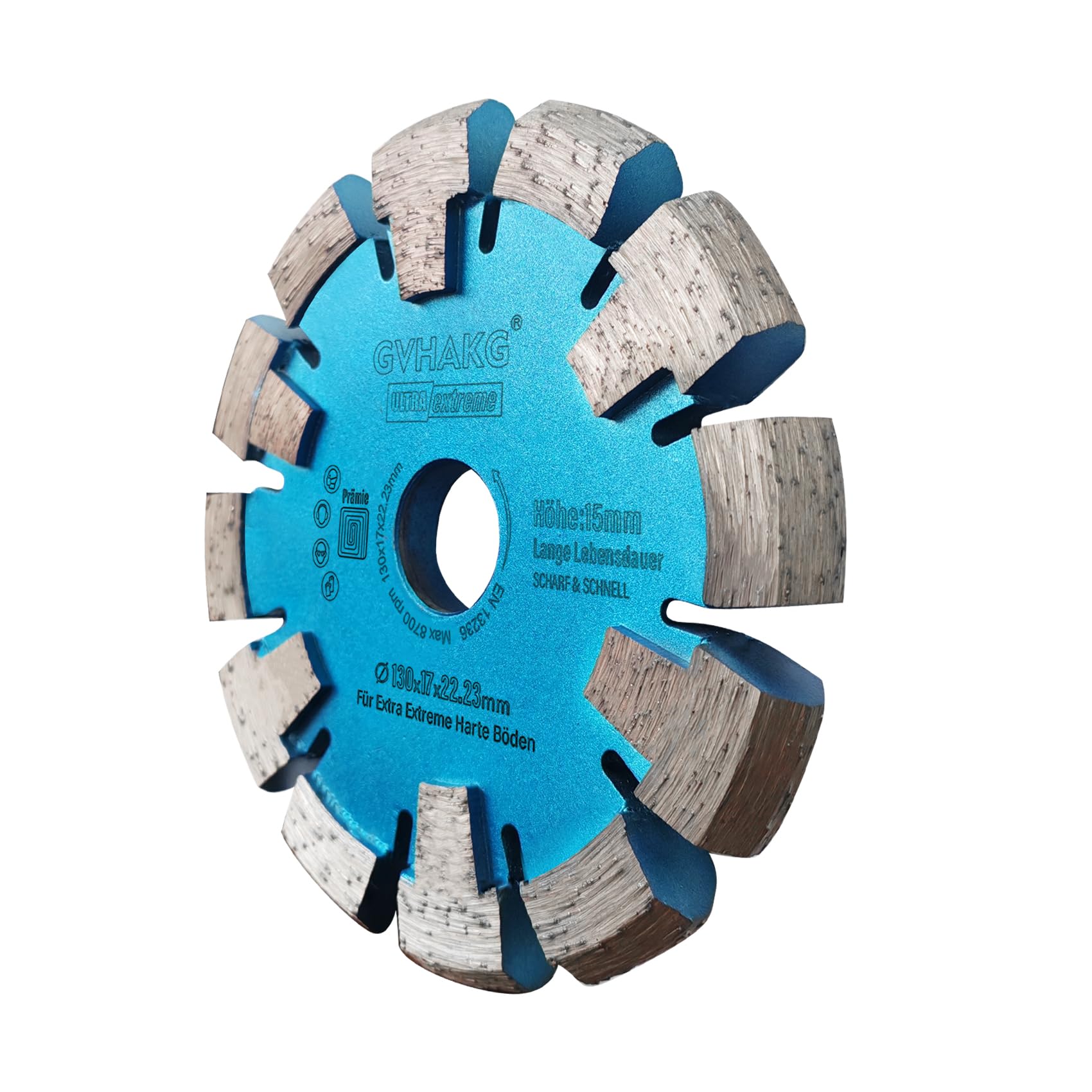 Disco de fresado de diamante de 130 mm, 17 mm para calefacción por suelo radiante, suelos de hormigón extra duros y distancia, altura de segmento de 15 mm, corte seco premium (130 x 17 x 15 x