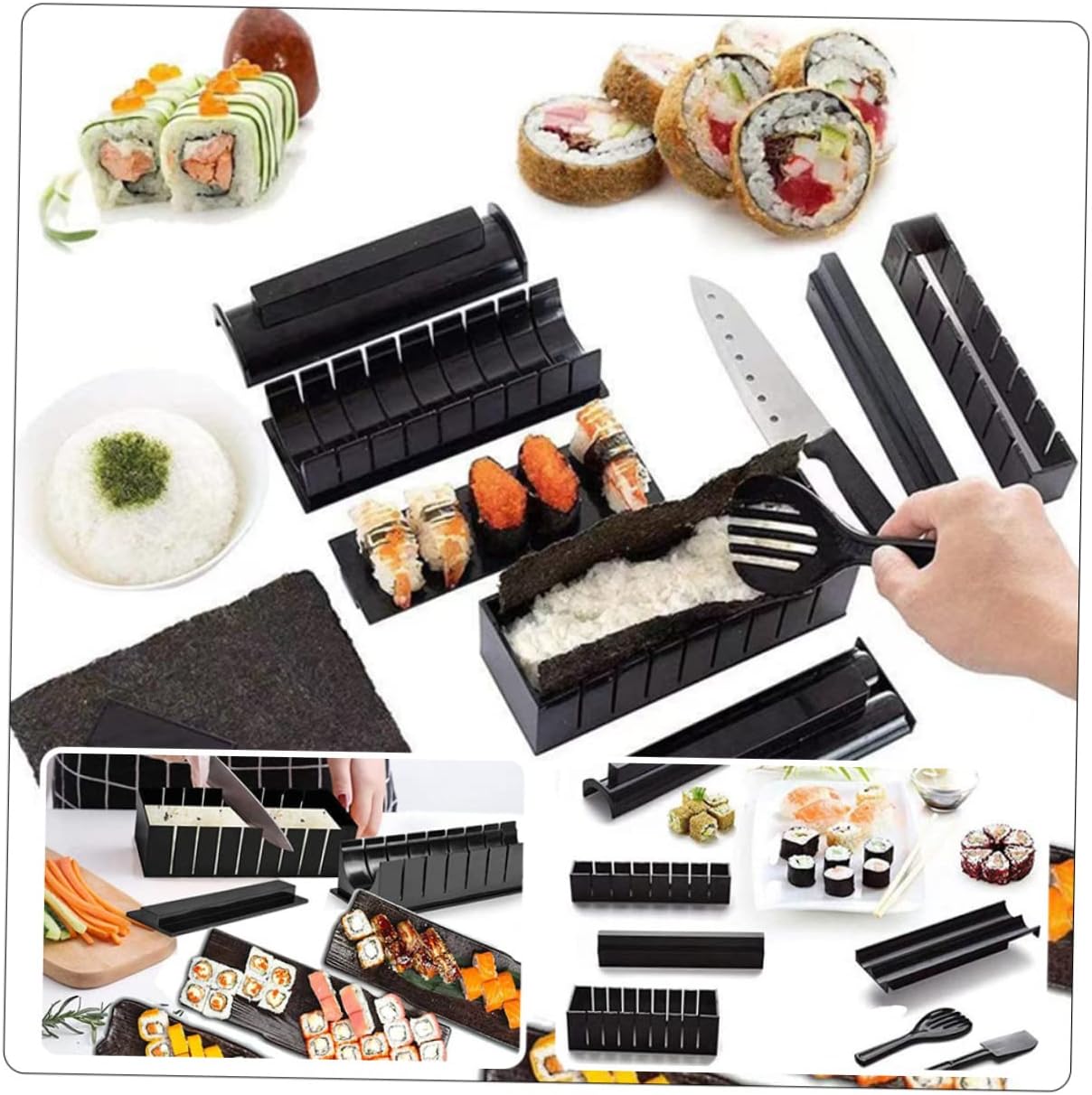 10pcs Sushi Diy Makers Multi-function Sushi Molds Onigiri Press Molds Press Makers for Ball Making