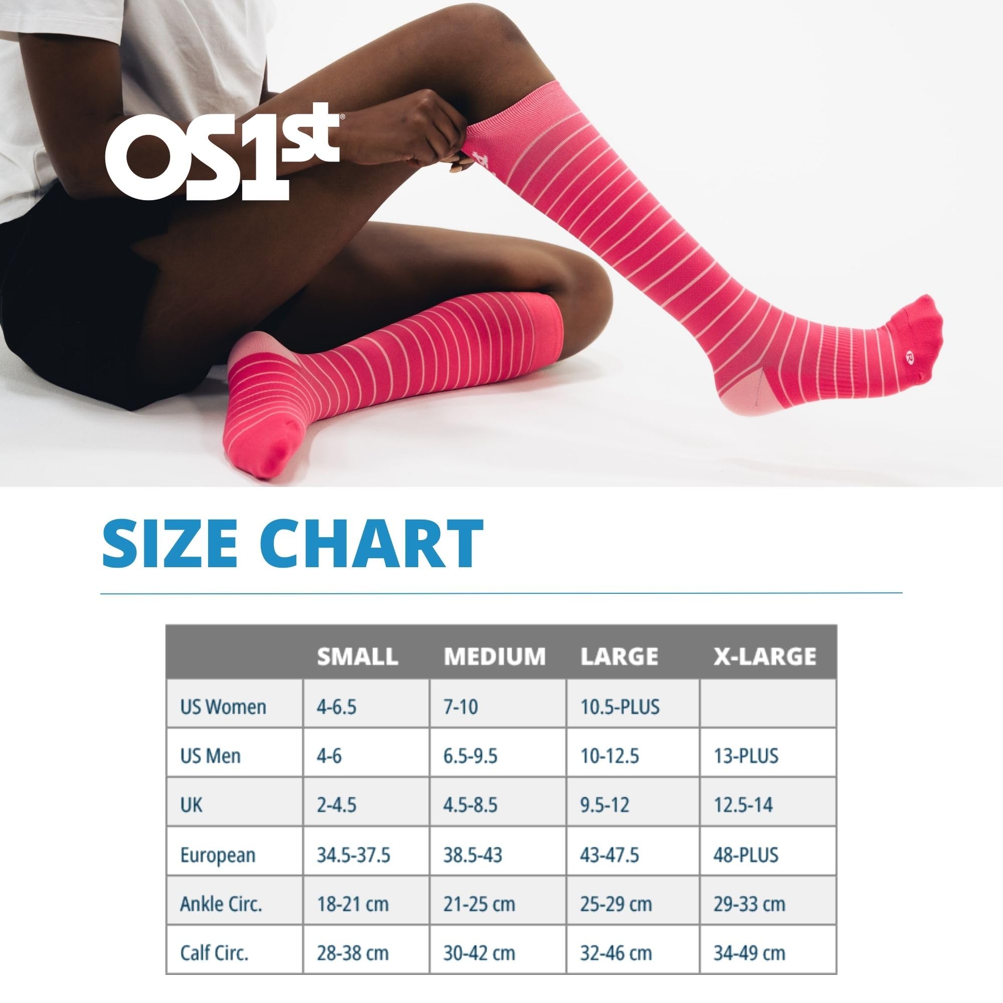 OS1st Wellness Compression Socks for circulation, swelling, deep vein thrombosis and calf cramps | 15-20mmHg