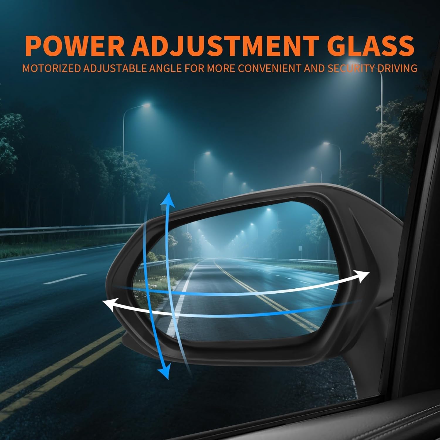 Left Driver Side Mirror Assembly Compatible with Camry 2018-2024 Power Glass Manual Folding Non-Heated Black Replaces 8794006800 TO1320366 (3pins)