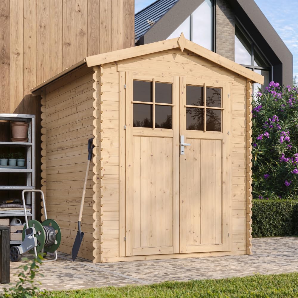 Holzhaus Gartenhaus - Gartenschuppen Holz B196xL186xH218 cm/ 2,82 m2 - Lagerschuppen für Garten - Fahrrad Schuppen - TIMBELA M320F+M320G