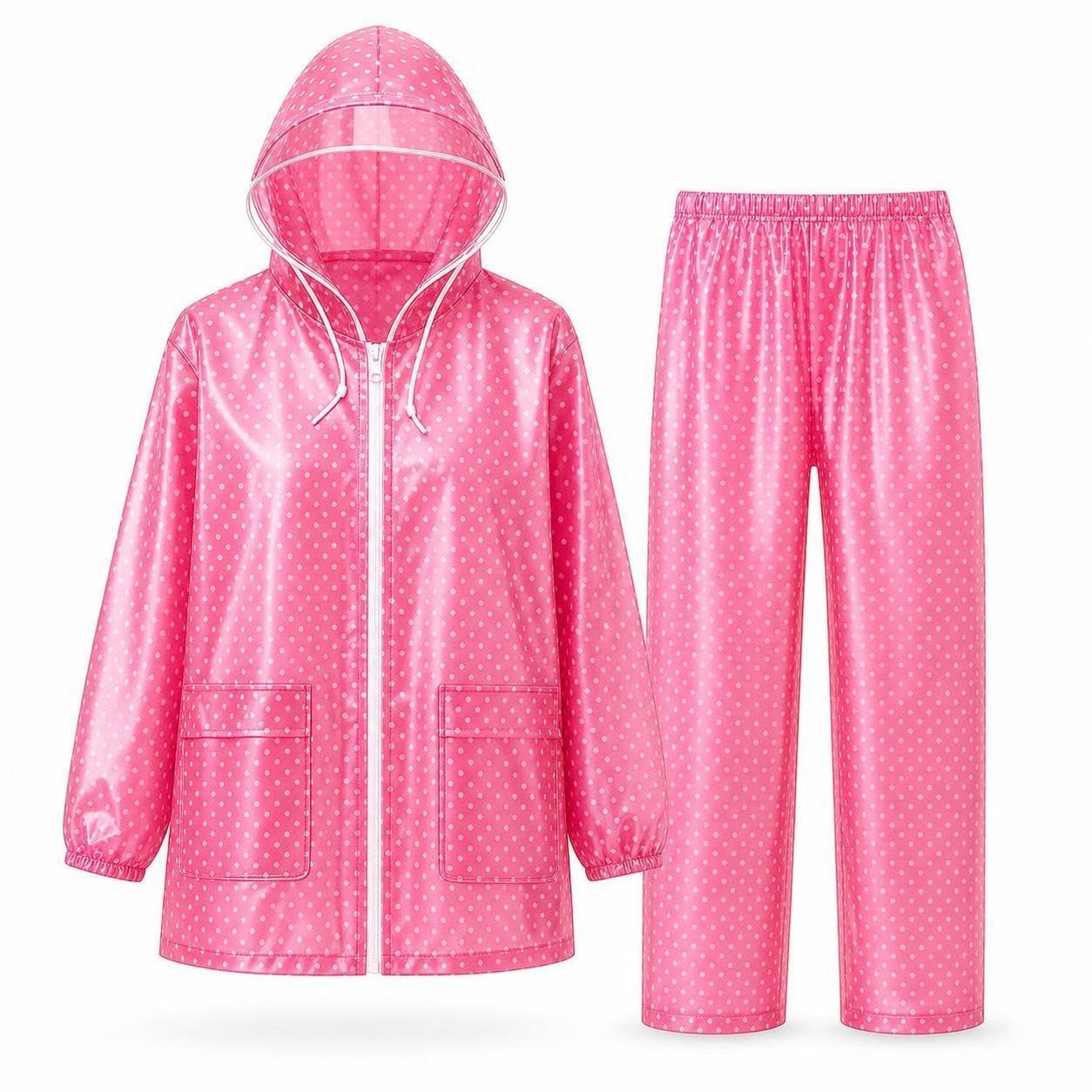 CALANDIS Waterproof Rain Suit for Adults - Detachable Hooded Raincoat and Pants Set for Men and Women M Watermelon Red-picture-23
