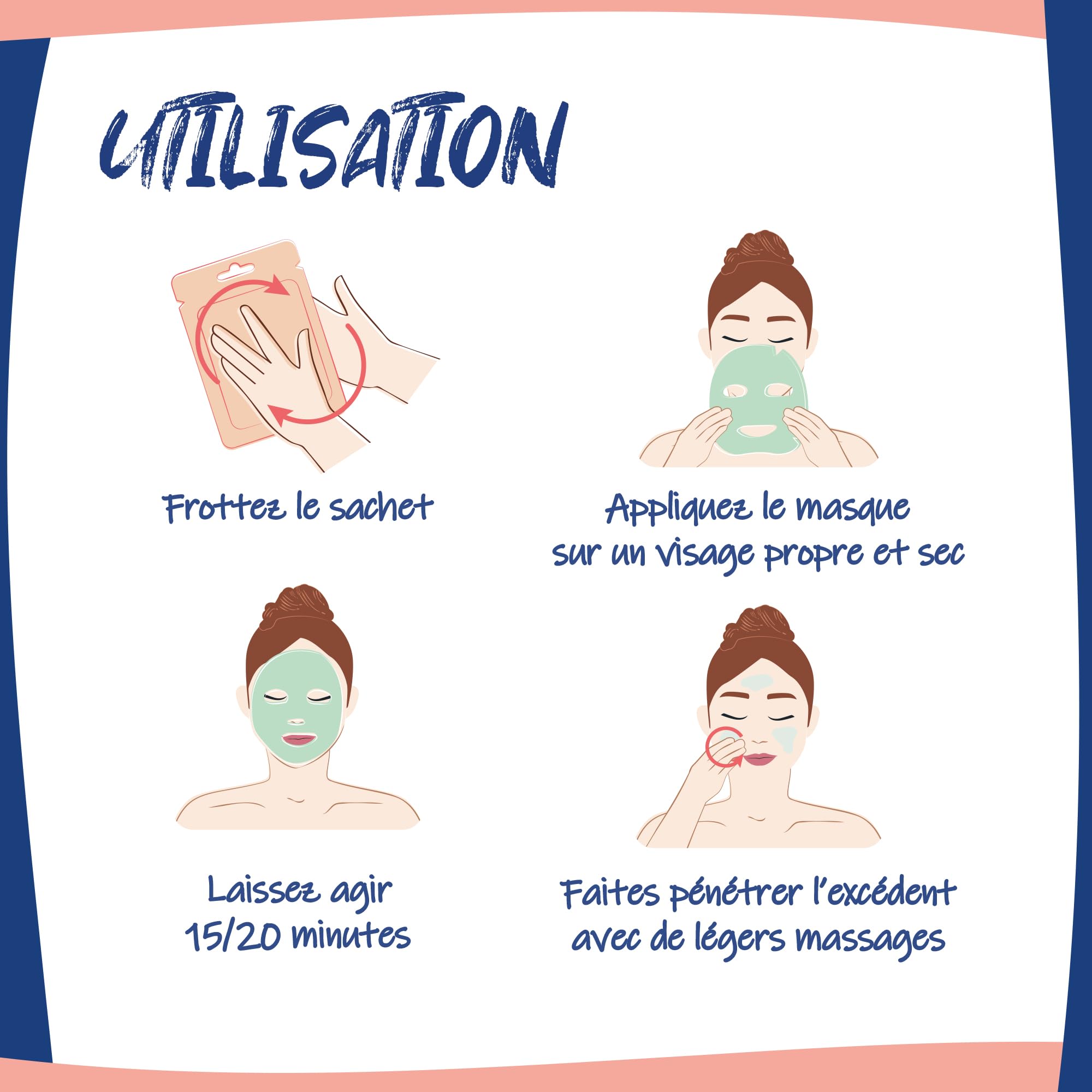 Image secondaire de Lot de 6 Masques Visage en Tissu Pastèque - Soin Nourrissant