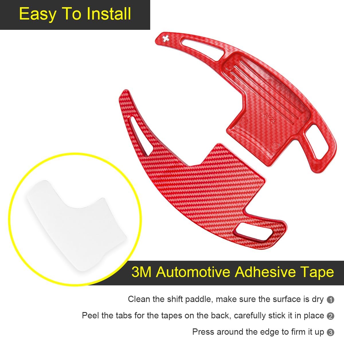 Red Shift Paddle Extension Compatible for Ford Mustang Accessories 2015-2019 2020 2021 2022 2023 Steering Wheel Shift Paddle Extended Cover Carbon Fiber