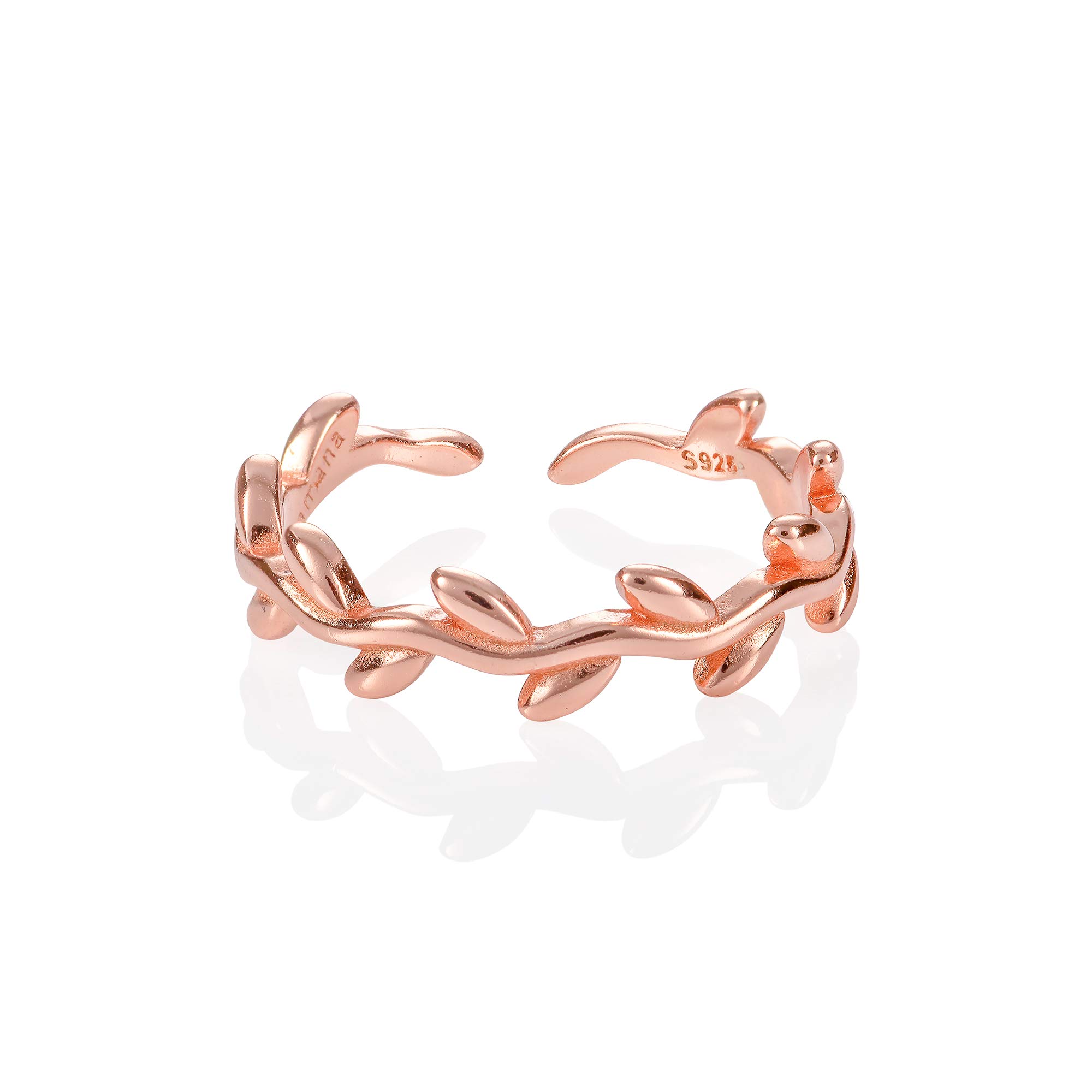 namana Bague d'Orteil en Argent Sterling 925 pour femme, Bague Réglable pour Femme en Argent, Or ou Or Rose en Motif de Vigne, Bague de Phalange. Orteil ou de Petit Doigt pour Femme et Adolescente
