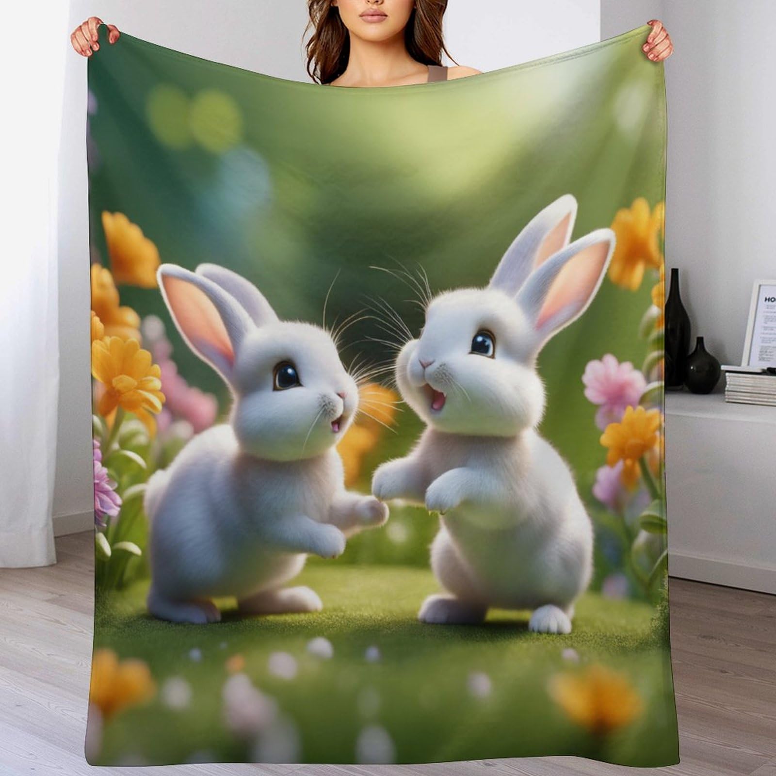 Couverture moelleuse lapin en flannel haut de gamme super douce 150x200