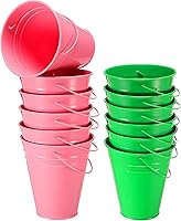 Vista 8 de Sadnyy 12 paquetes de cubos de metal con asa, cubo galvanizado de 4.5 x 5 pulgadas, cesta para suministros de fiesta, manualidades para Navidad