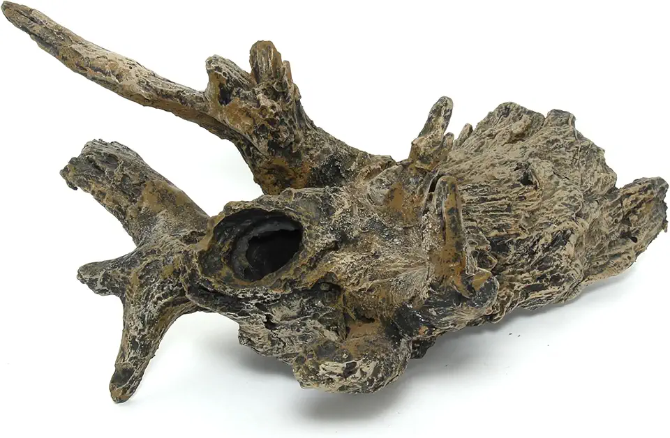 Tocas de Troncos para Peixes e Répteis de Médio Porte | Ornamento de Resina Atóxica para Aquários e Terrários | Pintura Artesanal (Enraizado)
