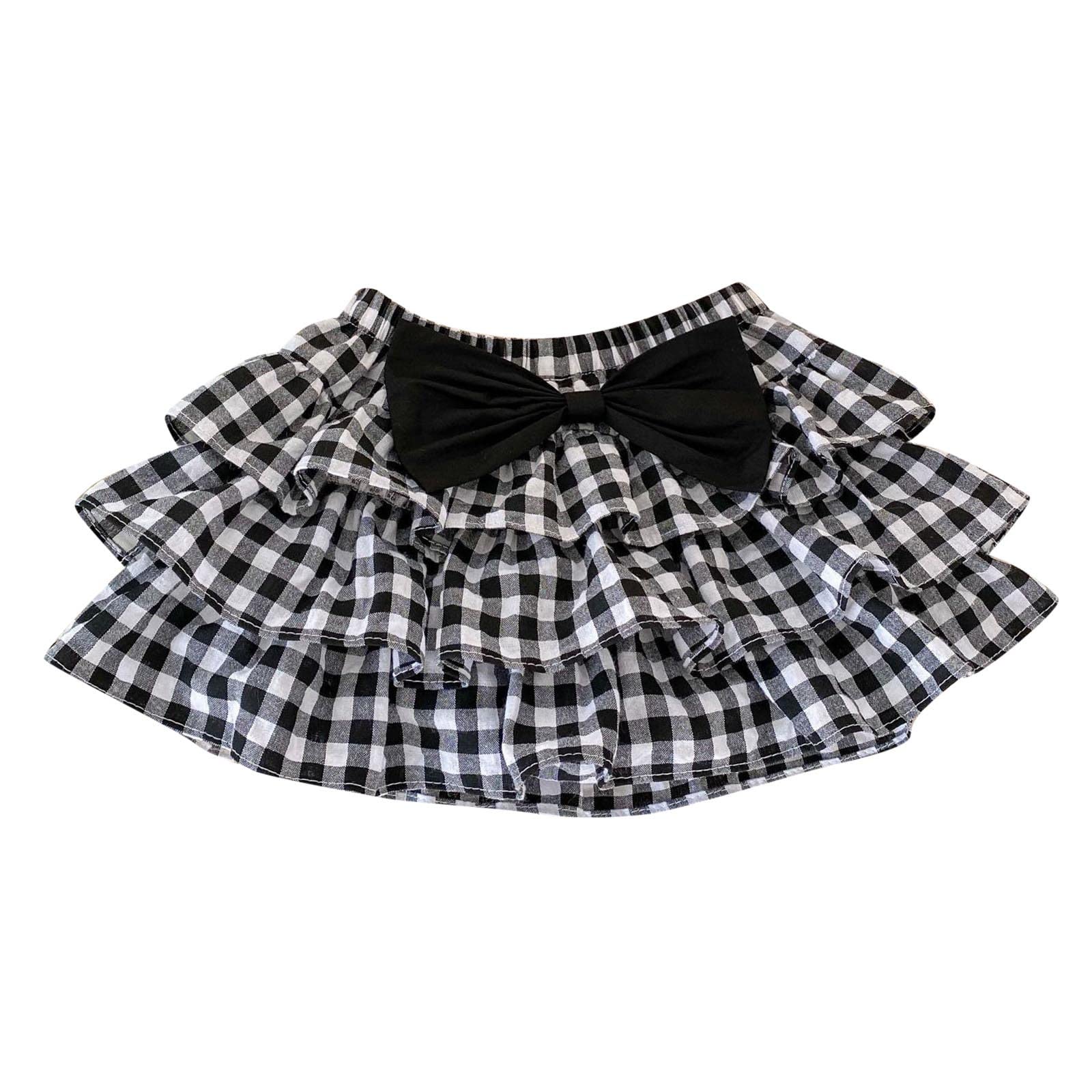 Baby Girls Plaid Layered Tutu Skirt Toddler Girls Princess Skirts Birthday Party Casual Skirt (Black, 18-24 Months)