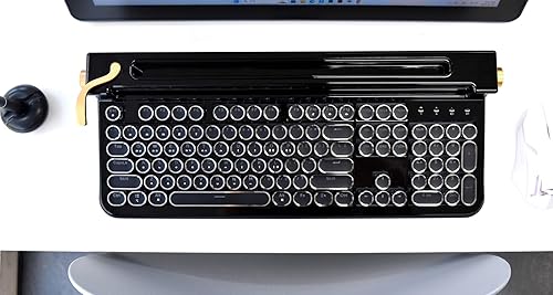 Miniatura 5 de FINEDAY Teclado 2.0 Plus, 2.4G inalámbrico y Bluetooth, 104 teclas, interruptor azul, 5000 mAh, teclado mecánico retro con teclas coreanasinglesas