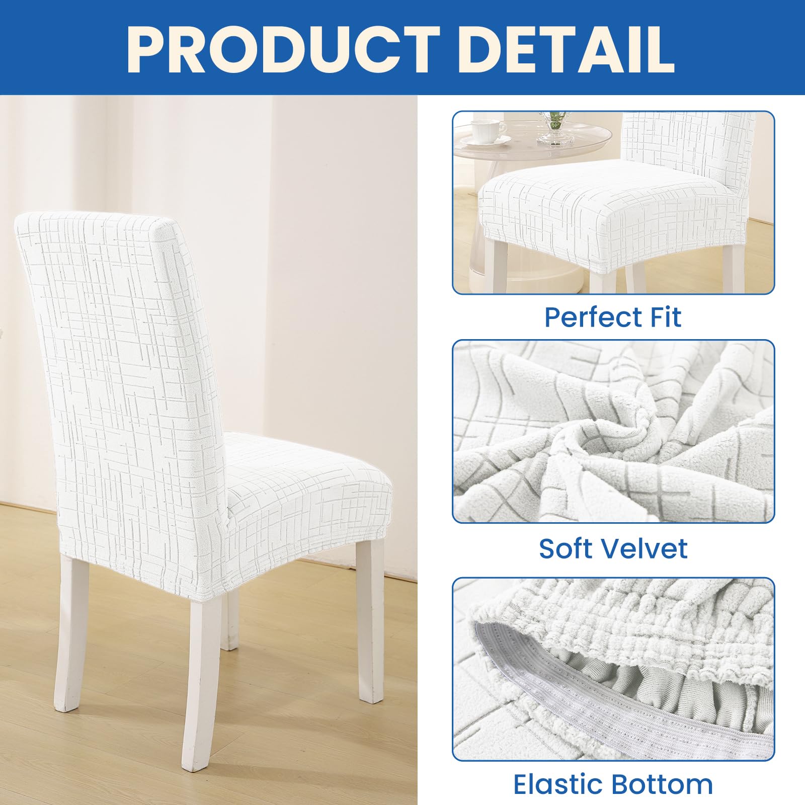 YSTELLAA Fundas Sillas De Comedor Pack 2, Universal Funda Silla, Elástica Desmontables Fundas De Sillas, Funda De Silla, para Sillas De Comedor Sala Cocina Banquetes Oficina, Blanco Roto