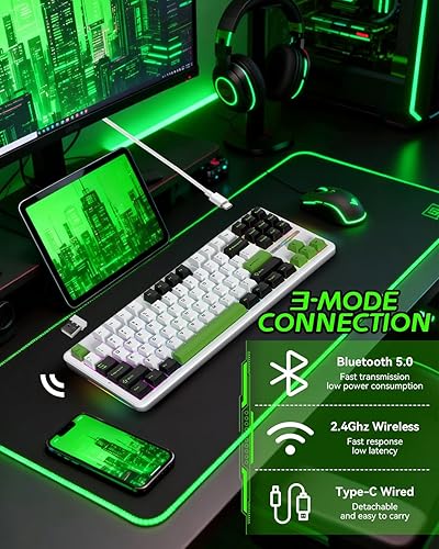 Miniatura 4 de Aula F87 Pro Gaming Keyboard, Tri-Mode BT5.02.4GHzUSB-C Hot-Swappable RGB Wireless Mechanical Keyboard, Gasket Mount, 4000mAh, for WindowsMac Gamer