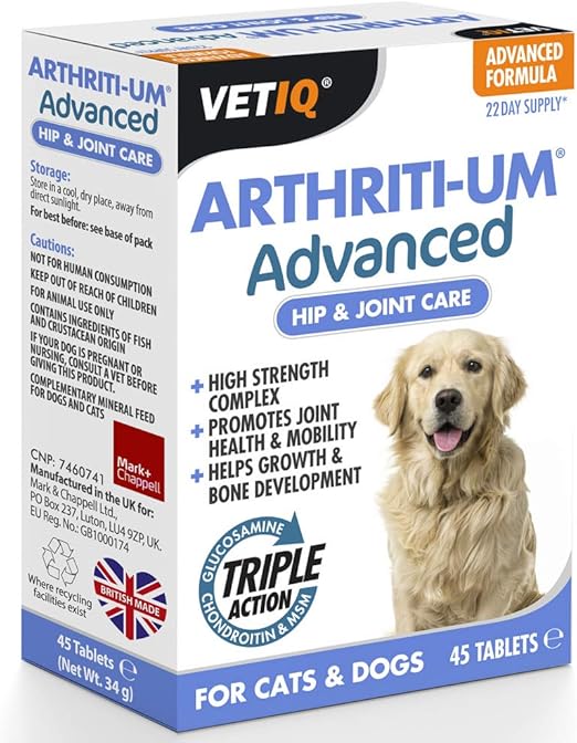 VetIQ ArthritiUm Advanced Hip & Joint Care, 45 Tablets, Dog & Cat