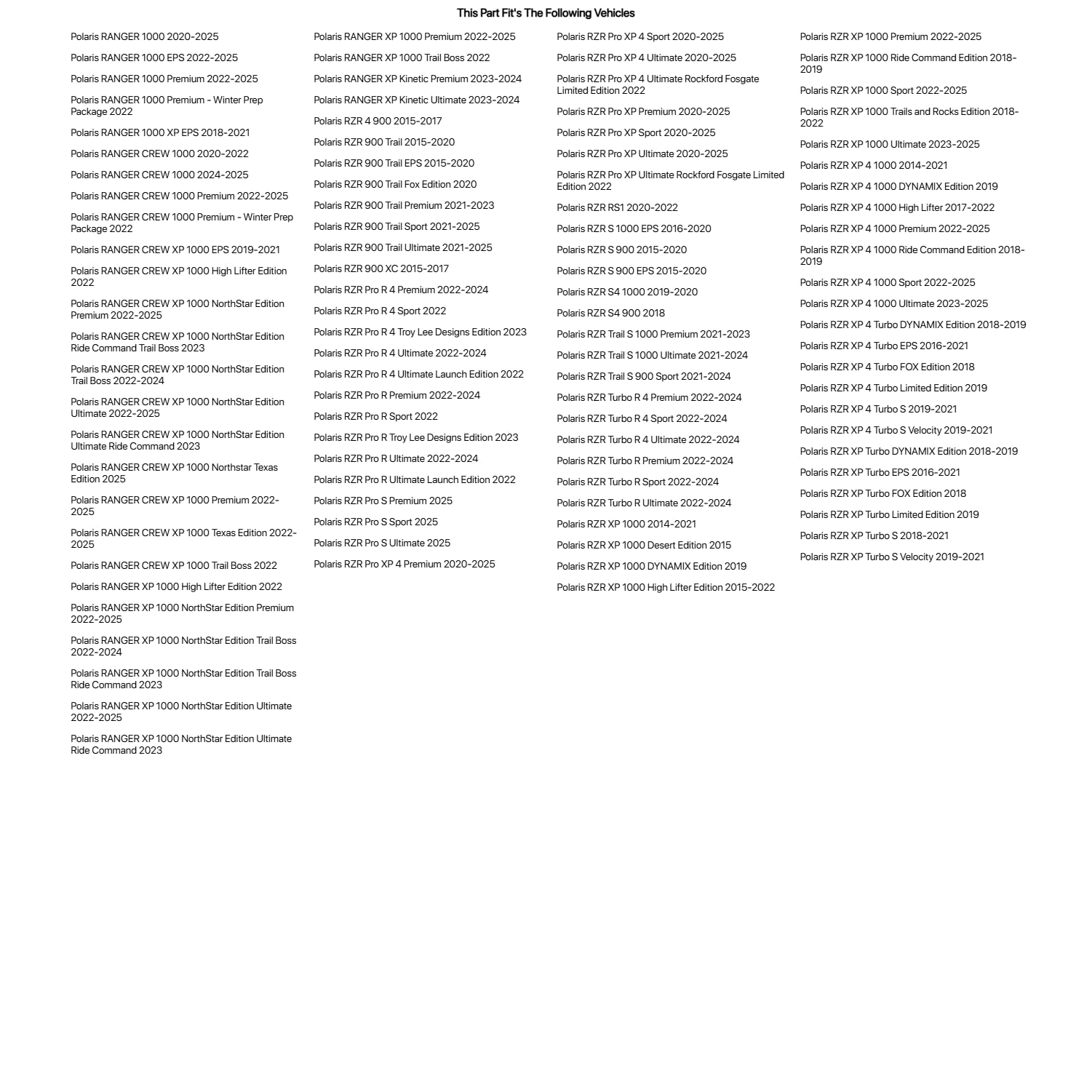 Tusk In-line Auxiliary Power Plug For POLARIS RZR XP 1000 Trails and Rocks Edition 2018-2022