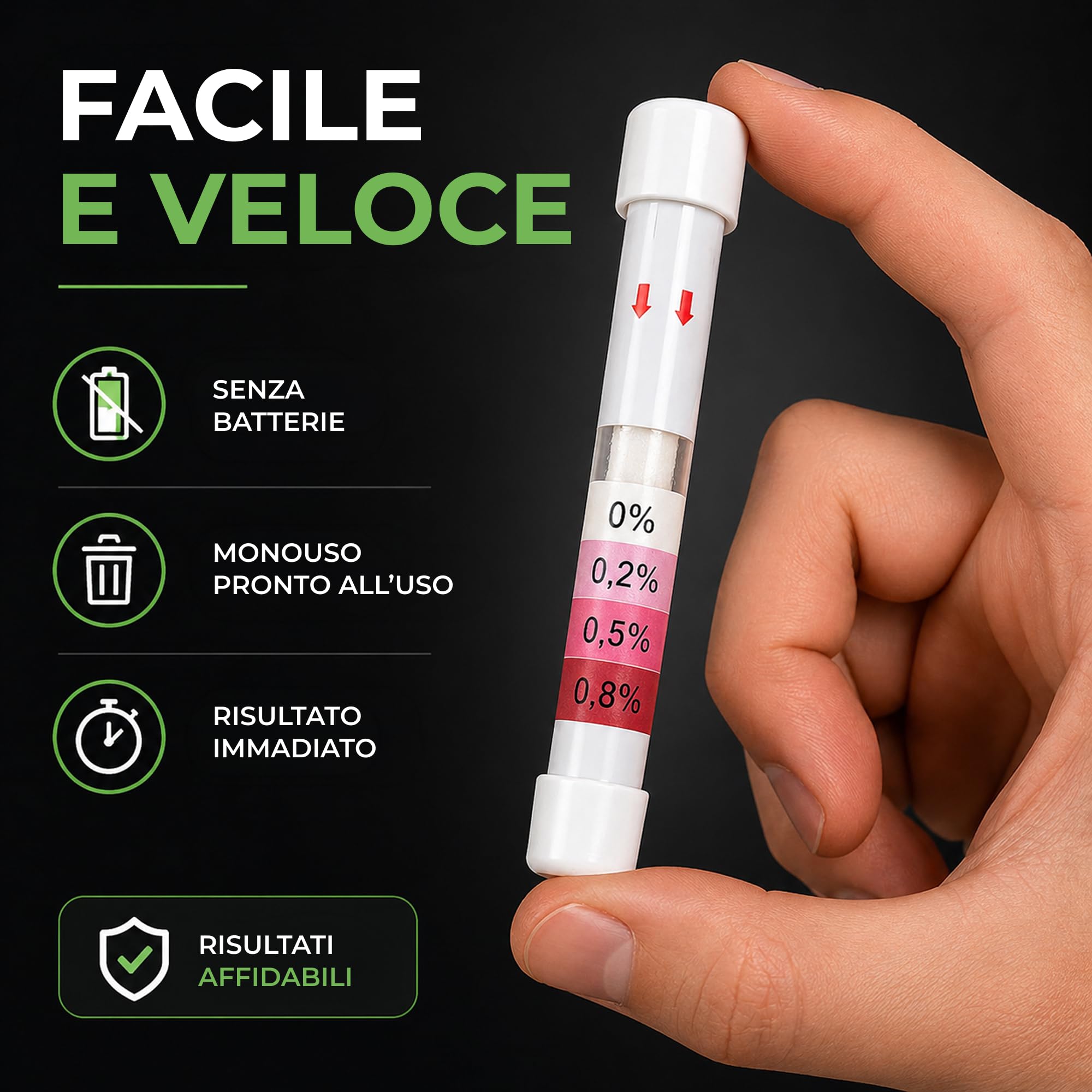 Alcol Test monouso - 16 pz - Etilometro Monouso - Risultato in 2 minuti precisione oltre 98% - Kit Test alcolemico portatile per auto e sicurezza stradale - Alcool Test a soffio