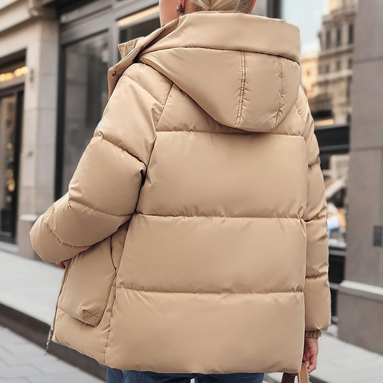 Piumino Addensato Con Cappuccio Staccabile In Tinta Unita Invernale Doppie Grandi Per Le Donne Giacca Trapuntata Da Parka Donna Mezza Stagione Trench Impermeabile Militare Blauer