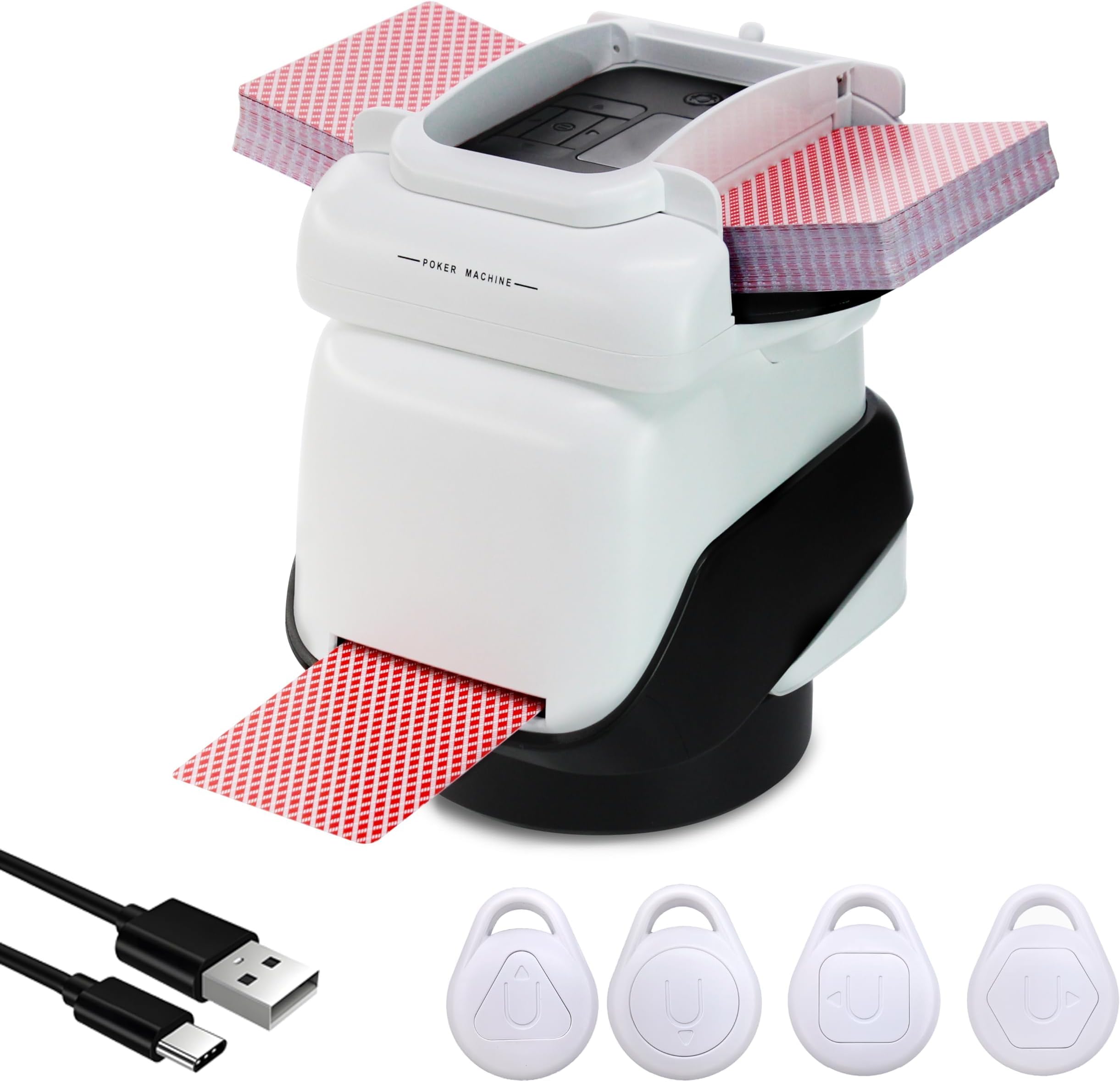 Automatic Card Shuffler and Dealer Machine 4 Deck with Remotes | 2-in-1 Rechargeable Shuffling and Dealing Machine for 4 Players, 180 and 360 Degree Rotating, Ultra Quiet